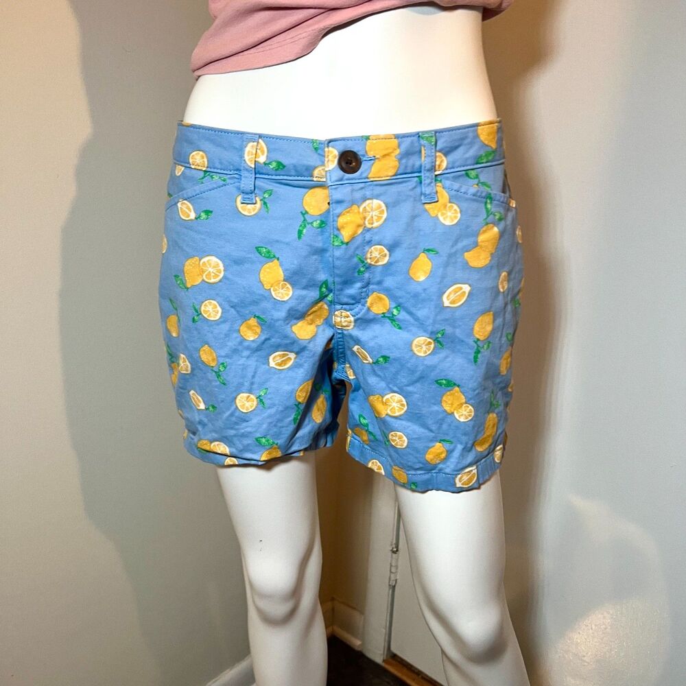 St Johns Bay Lemon Shorts Women 8 Coastal Prep Twee Euro Summer Picnic Vacation